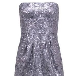 BCBG Maxazria Carole Lilac Mist Metallic All Over Sequin Strapless Dress - Size